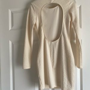 Backstage Cream Open Back Long Sleeve Dress- Small